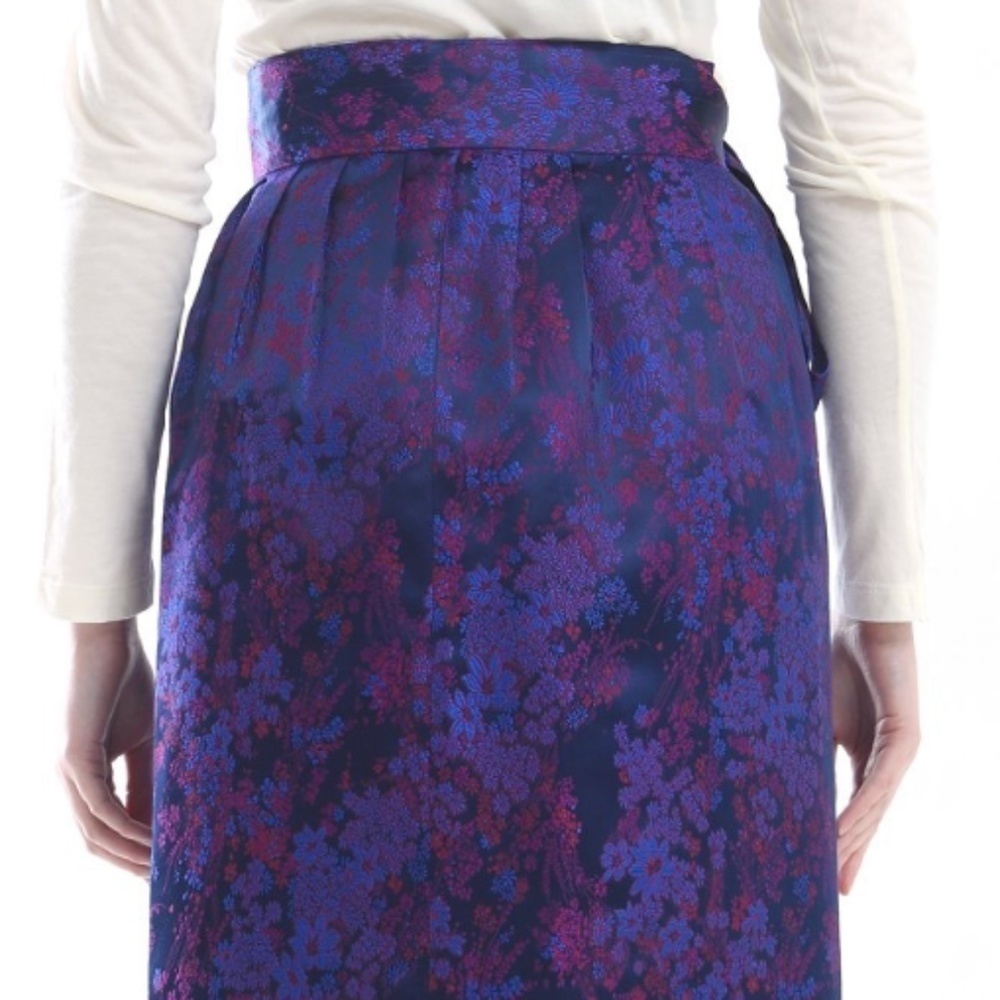 Vintage Pencil Skirt Cobalt Blue Purple Iridescent Floral Polka Dot Fairy M/L